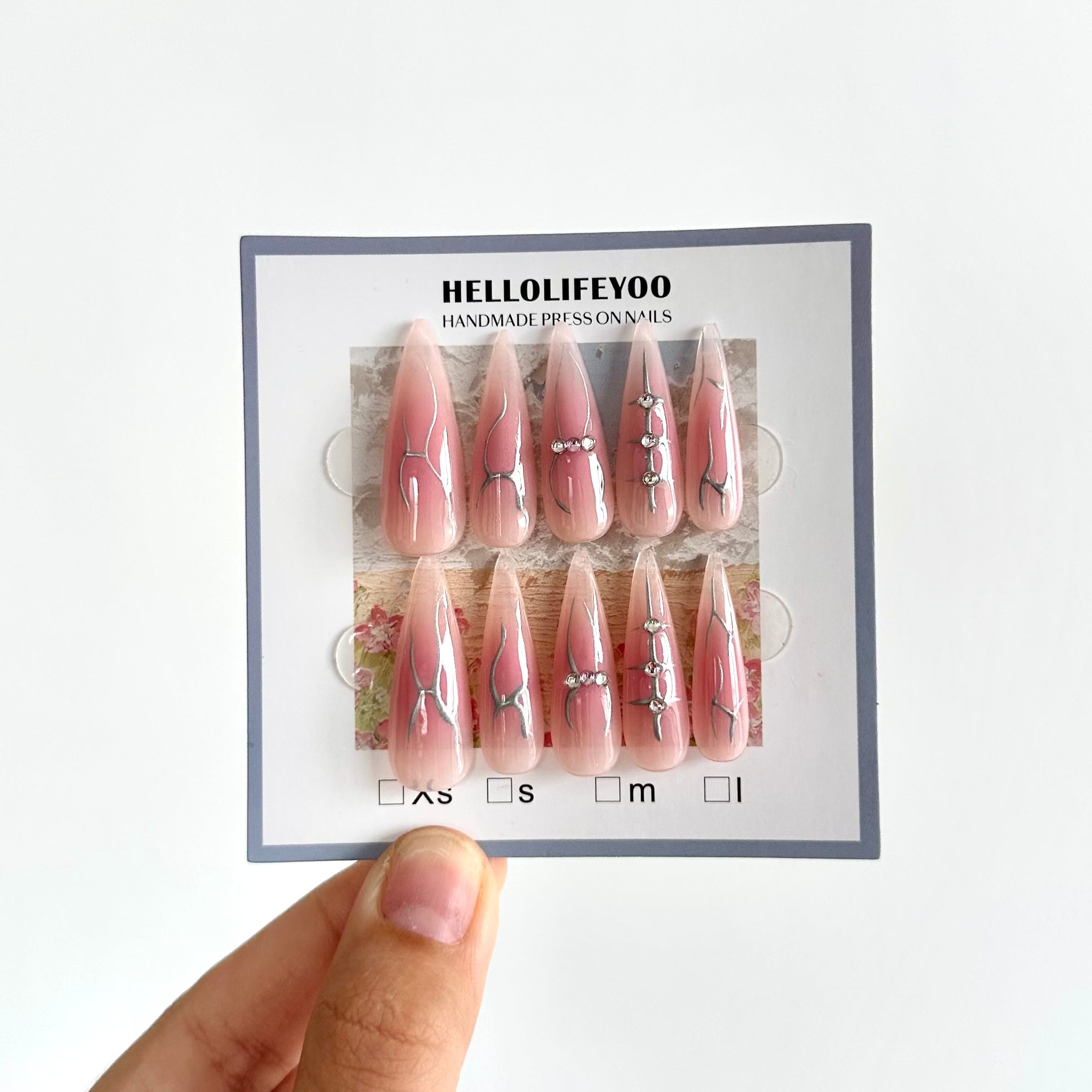 STRANGE - TEN PIECES OF HANDCRAFTED PRESS ON NAIL