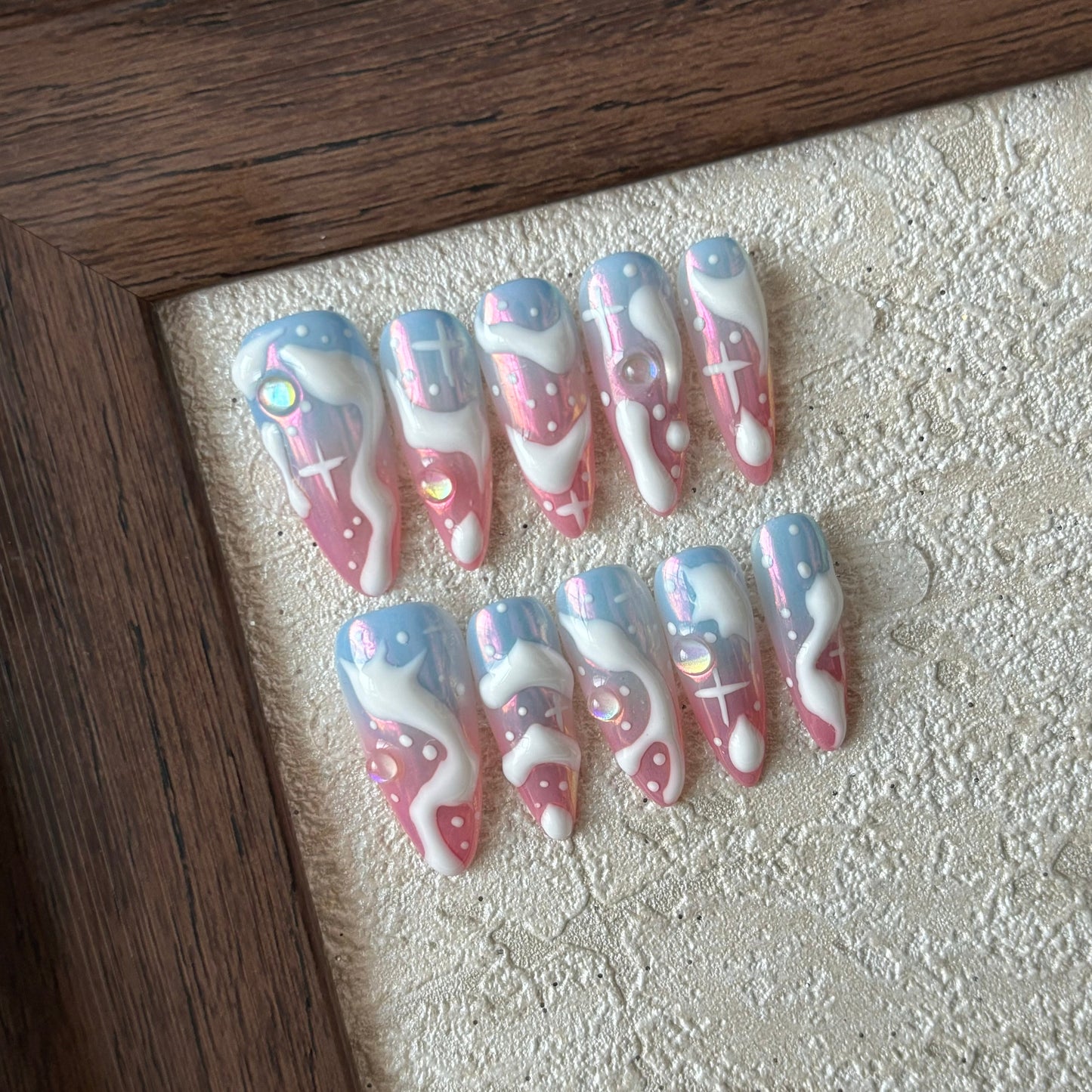 PAMUKKALE-TEN PIECES OF HANDCRAFTED PRESS ON NAIL