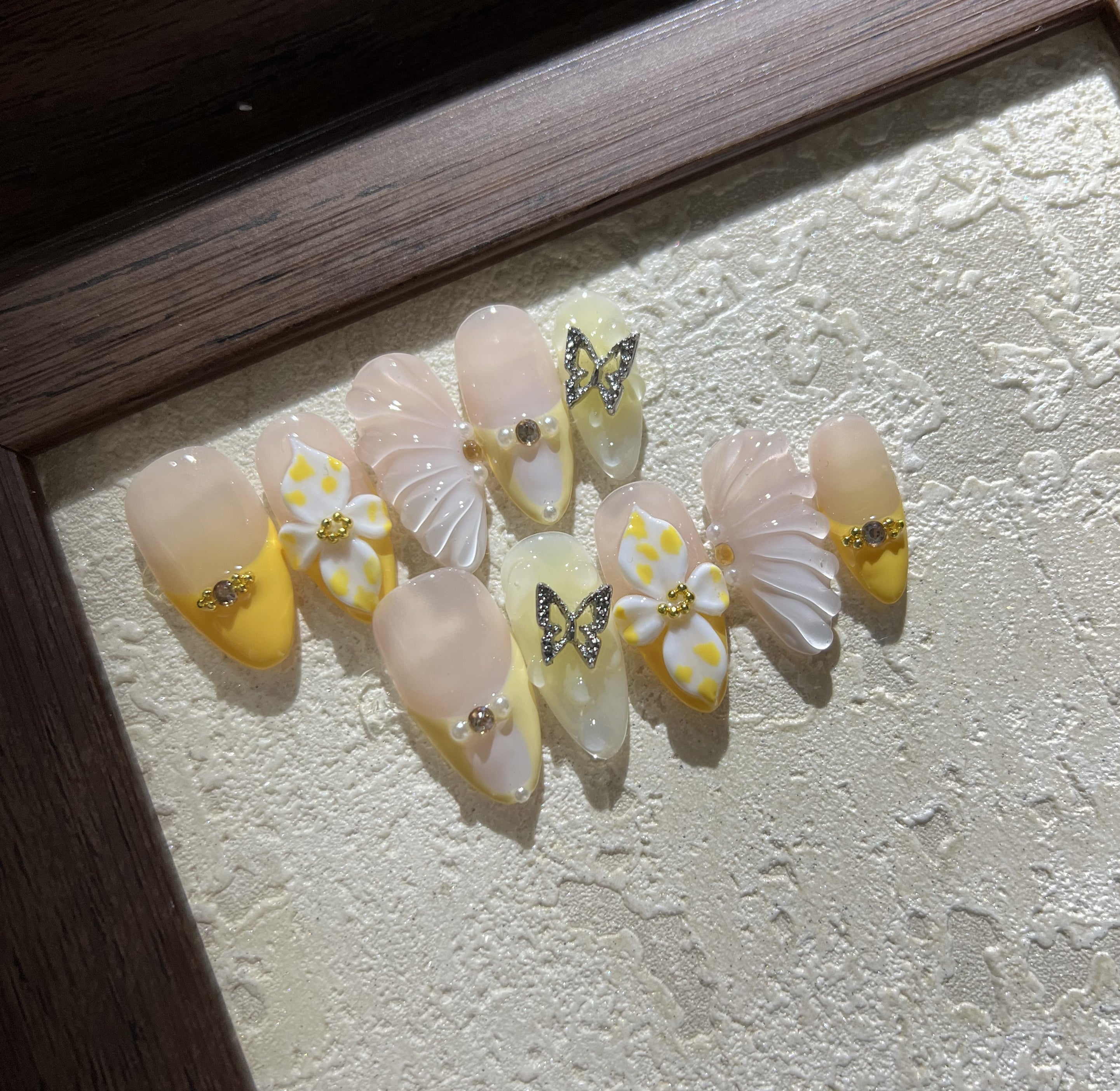 HAVE YOU EVER-3D FLOWER TEN PIECES OF HANDCRAFTED PRESS ON NAIL