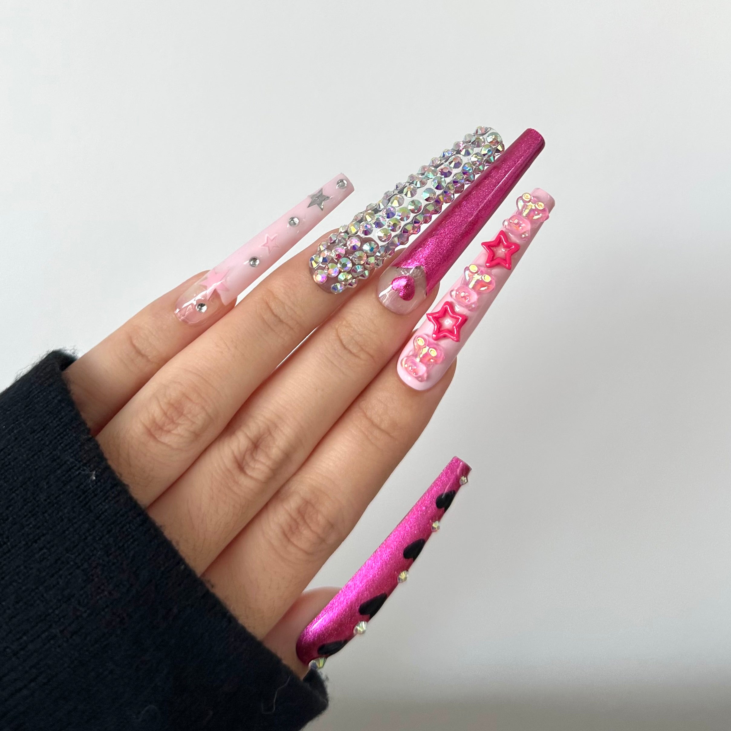 PIXIE-TEN PIECES OF HANDCRAFTED PRESS ON NAIL