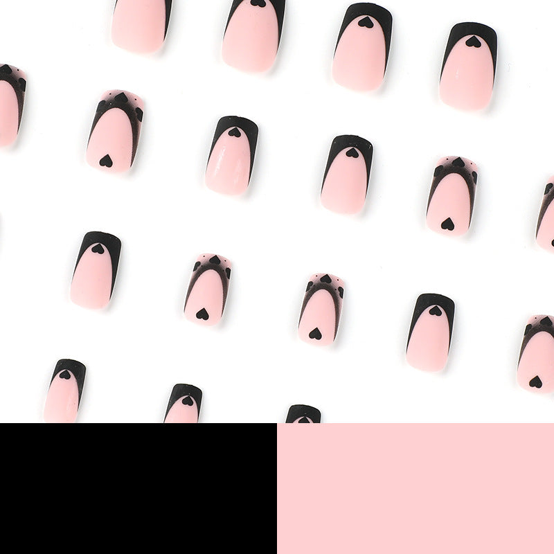 24PCS MEDIUM SQUARE BLACK LOVE PRESS ON NAILS