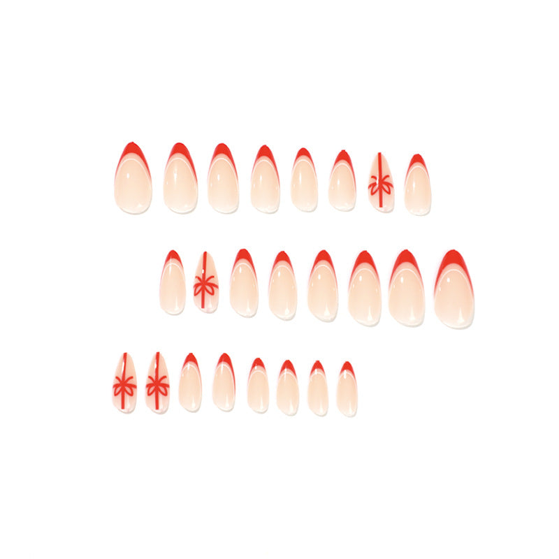 24PCS MEDIUM ALMONDS CHRISTMAS NAILS