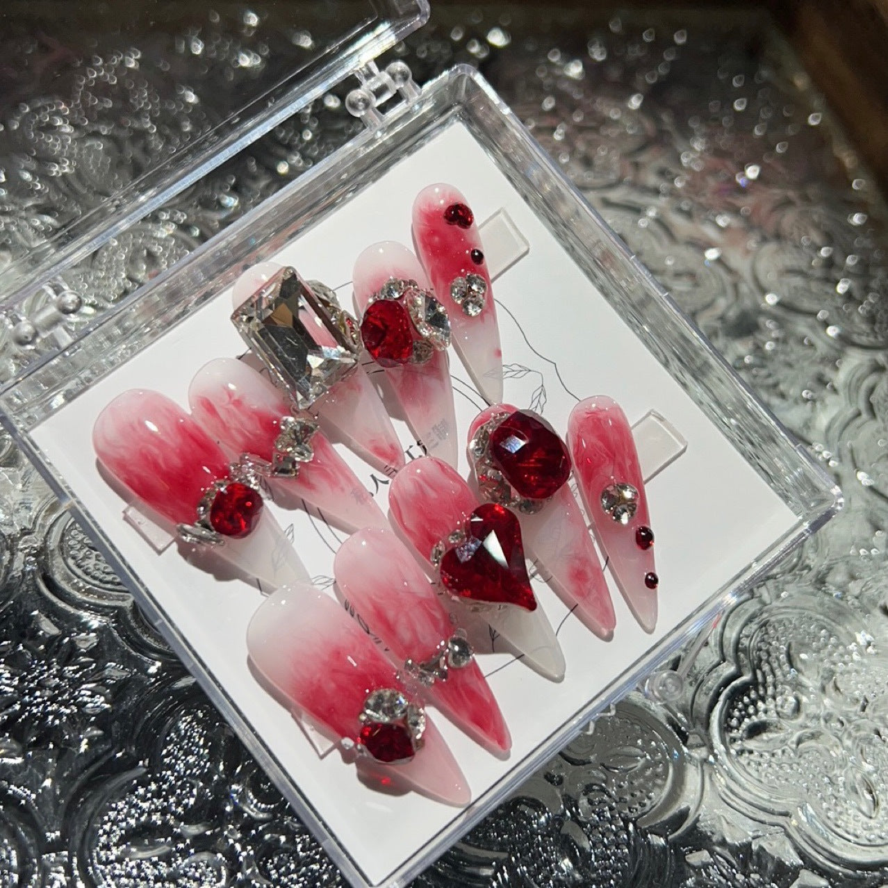 BLOOD STAINS-TEN PIECES OF HANDCRAFTED PRESS ON NAIL