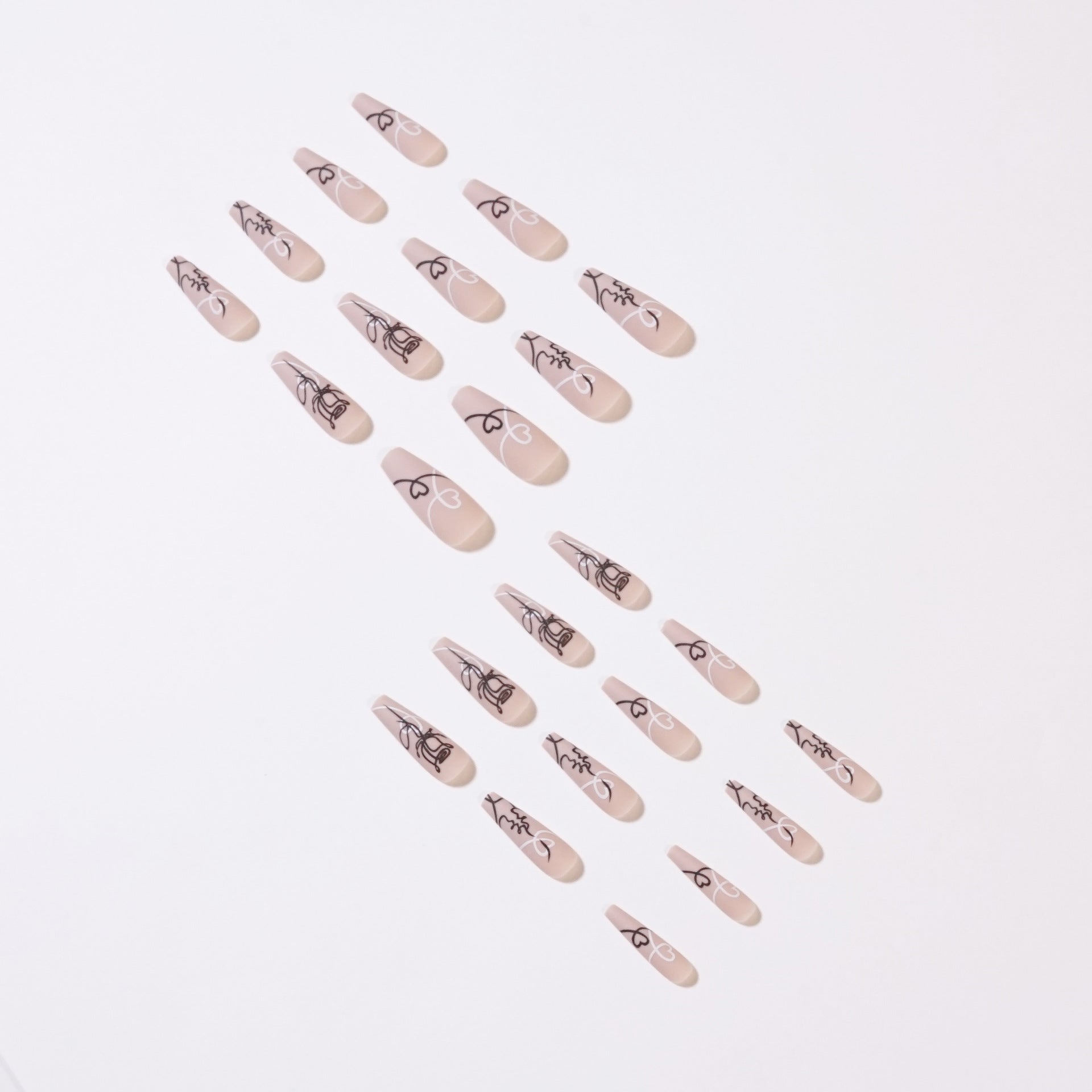 24 PCS LONG COFFIN PRESS ON NAILS