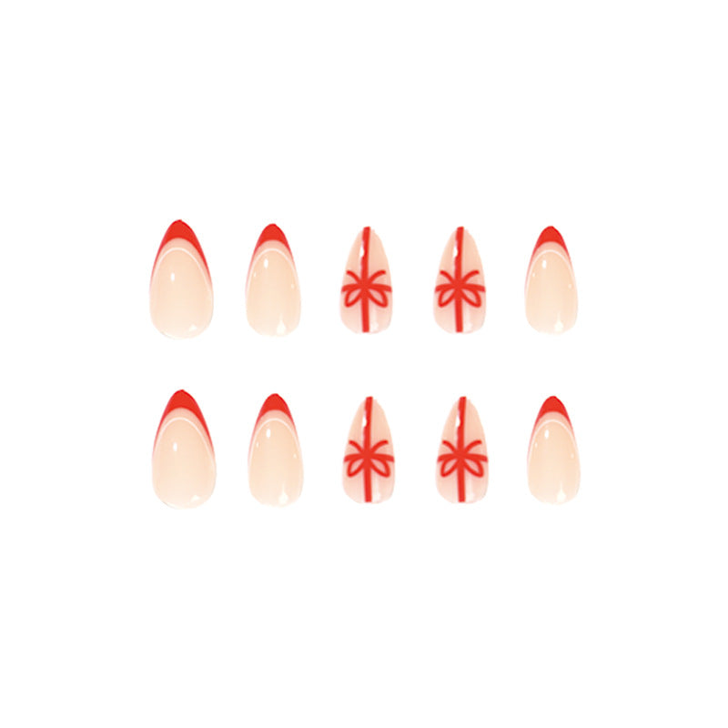 24PCS MEDIUM ALMONDS CHRISTMAS NAILS