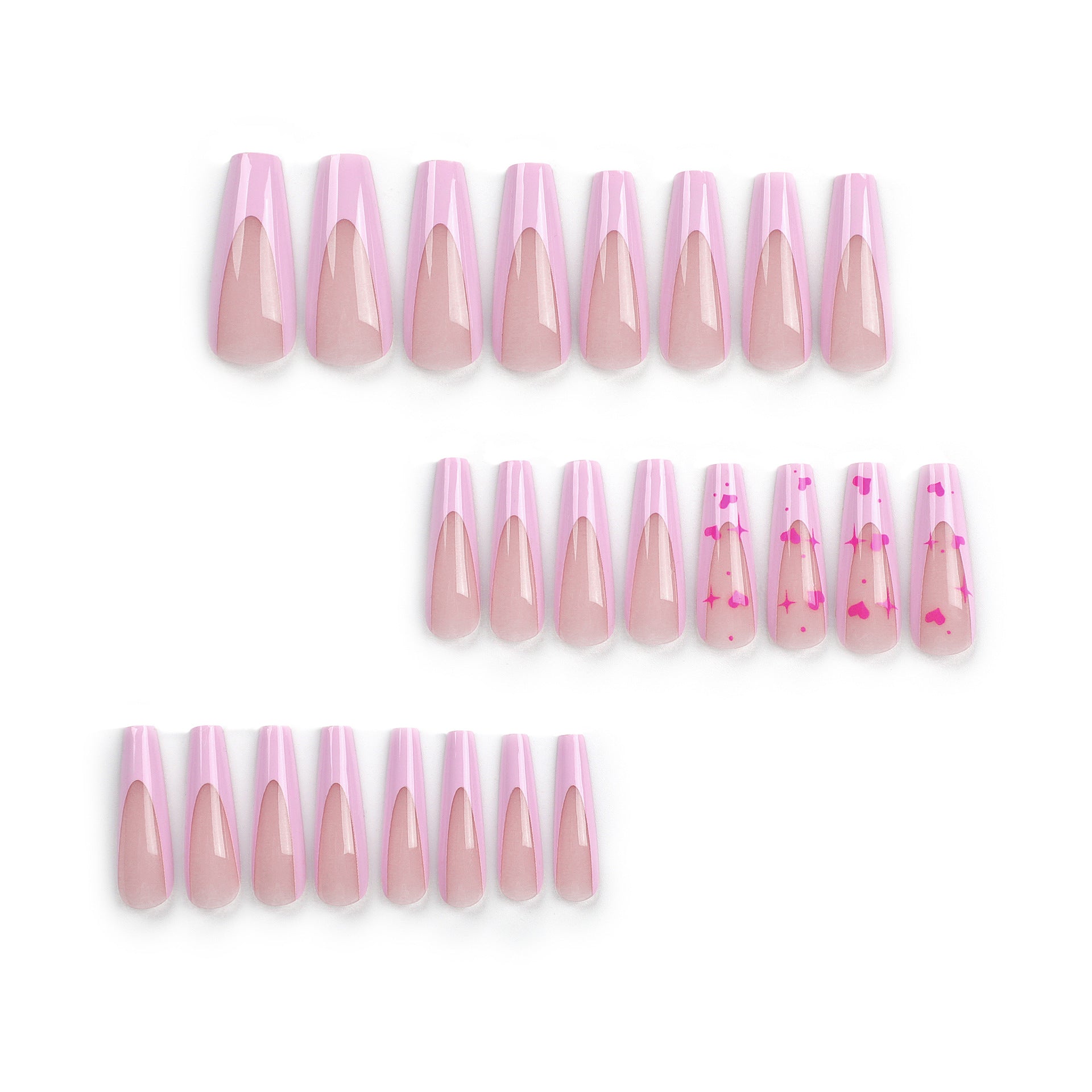 24PCS MEDIUM ALMONDS VALENTINE'S DAY NAILS