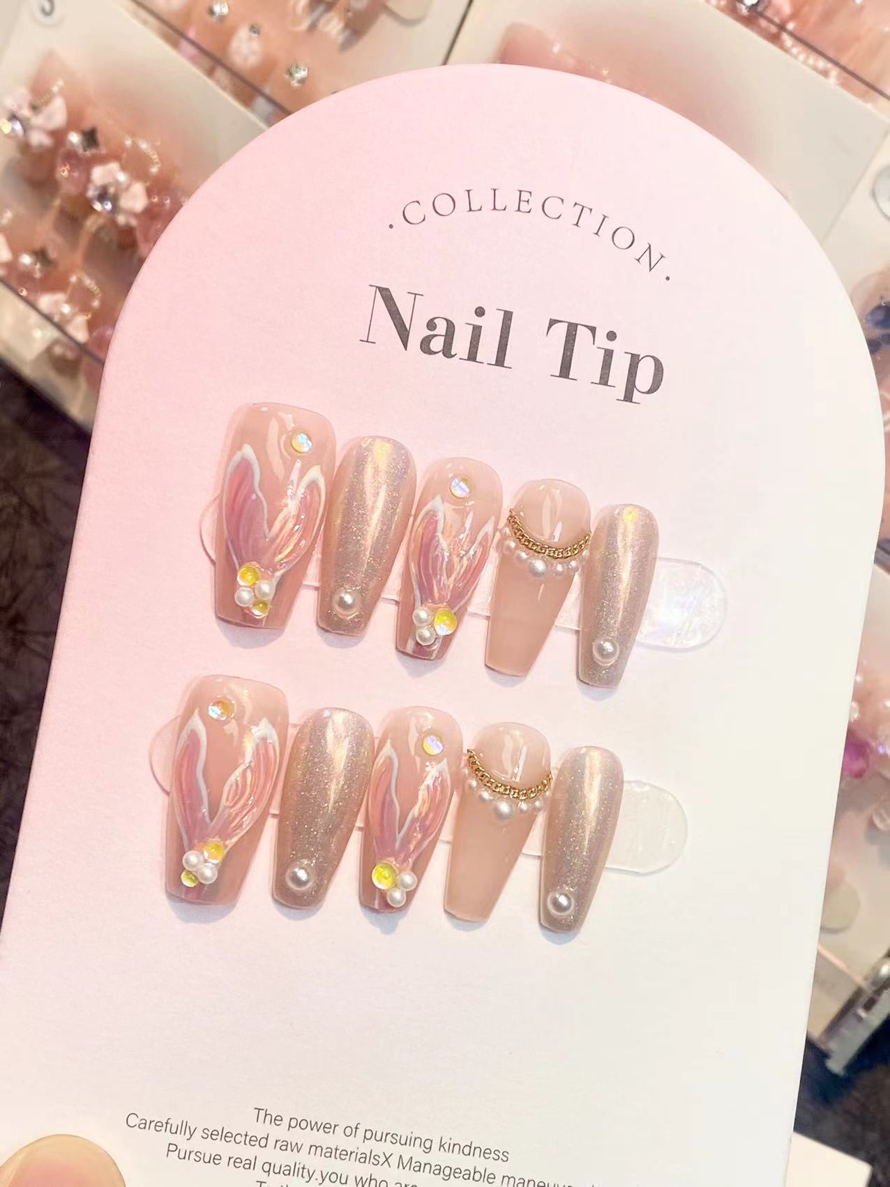 MERMAID-TEN PIECES OF HANDCRAFTED PRESS ON NAIL