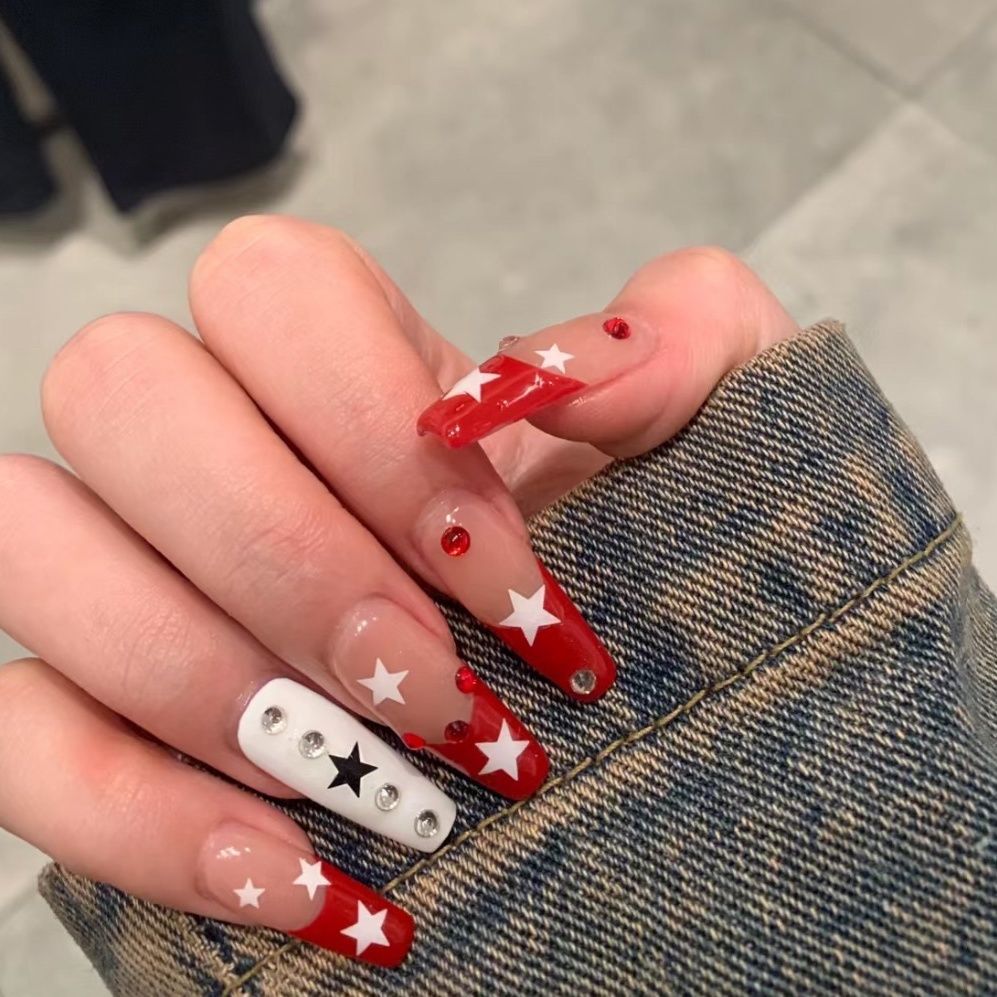STAR-TEN PIECES OF HANDCRAFTED PRESS ON NAIL