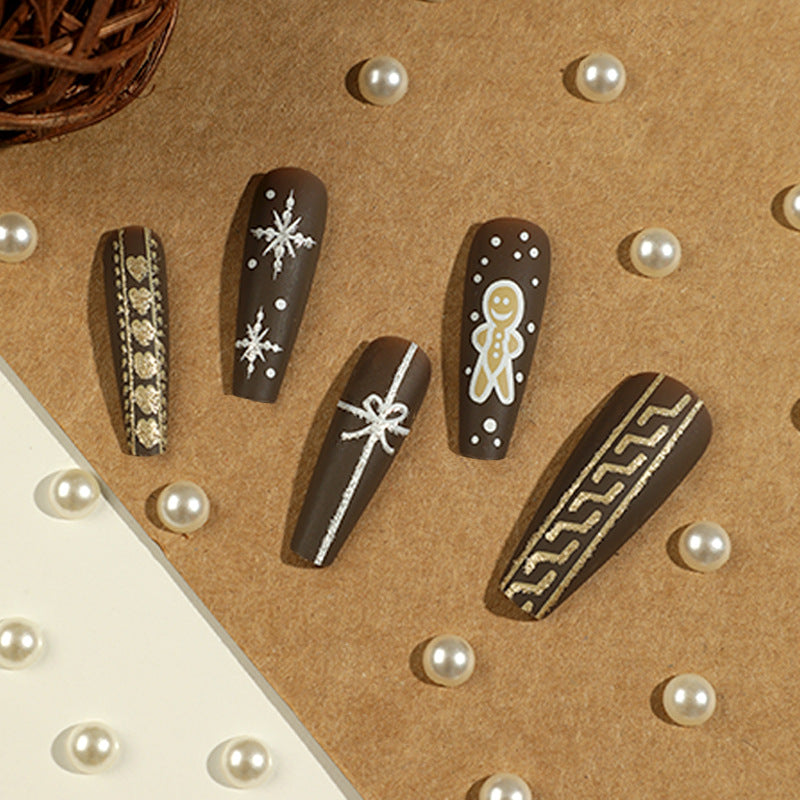 24PCS LONG COFFIN CHRISTMAS NAILS