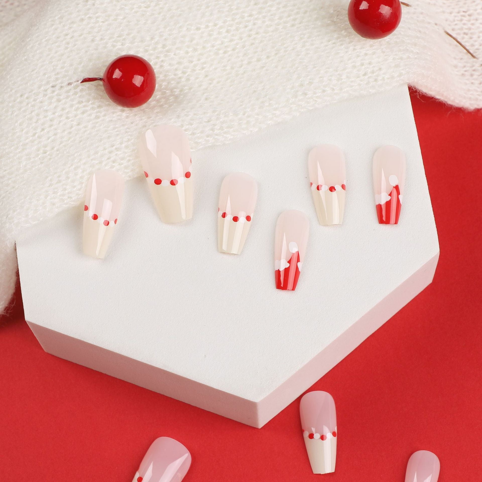 24PCS MEDIUM COFFIN CHRISTMAS NAILS