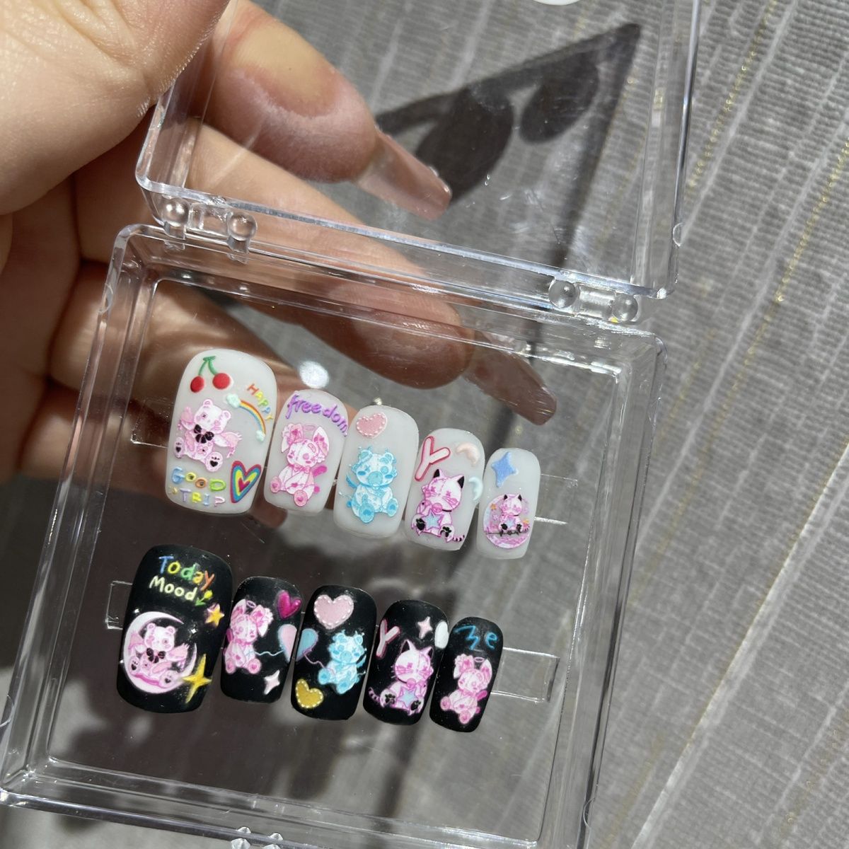 FAIRY TALE-TEN PIECES OF HANDCRAFTED PRESS ON NAIL