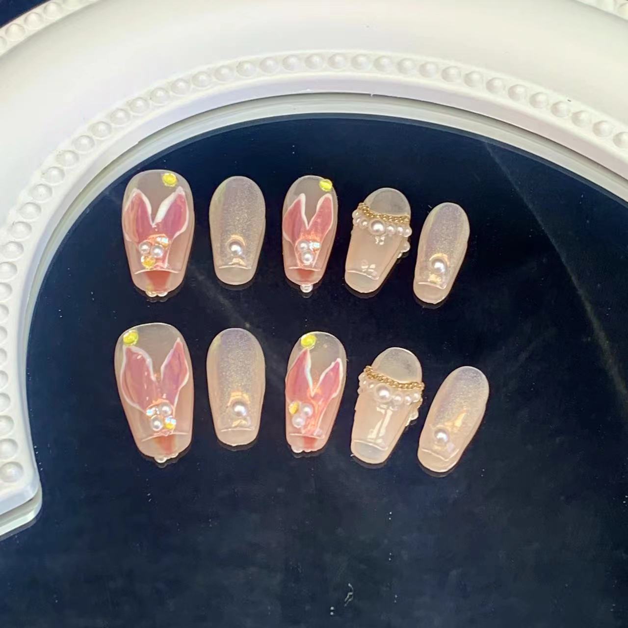 MERMAID-TEN PIECES OF HANDCRAFTED PRESS ON NAIL