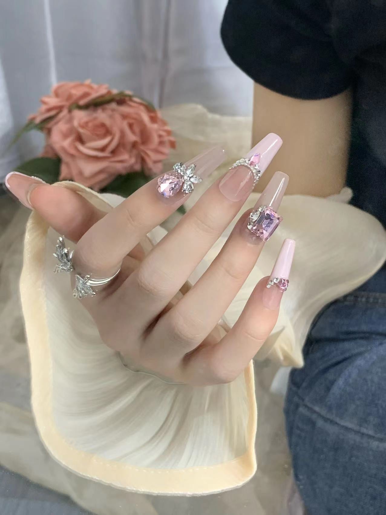 LOVE BUBBLES-TEN PIECES OF HANDCRAFTED PRESS ON NAIL