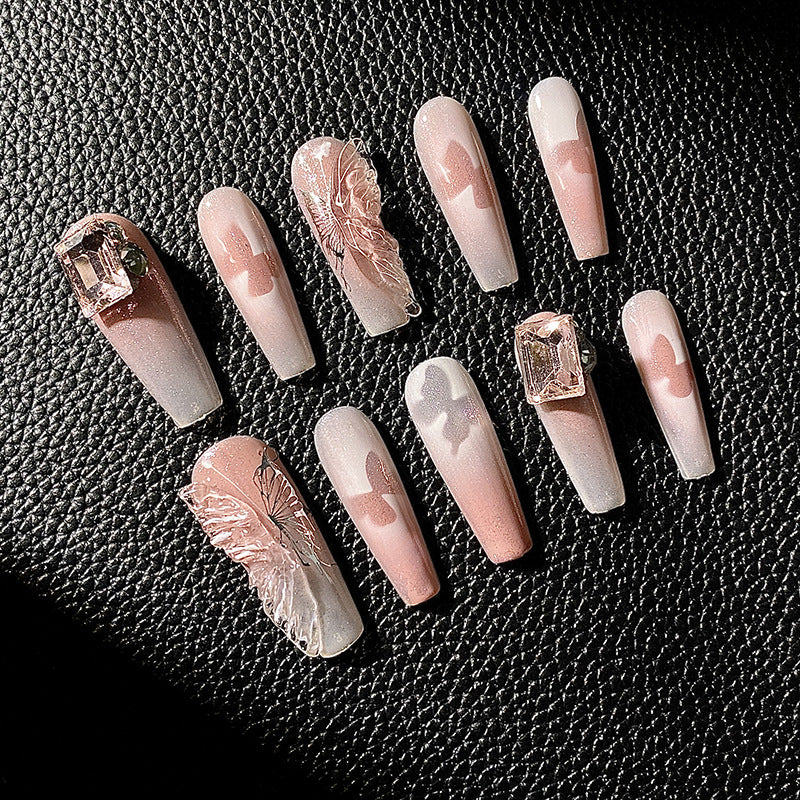 FLASH BUTTERFLY-TEN PIECES OF HANDCRAFTED PRESS ON NAIL