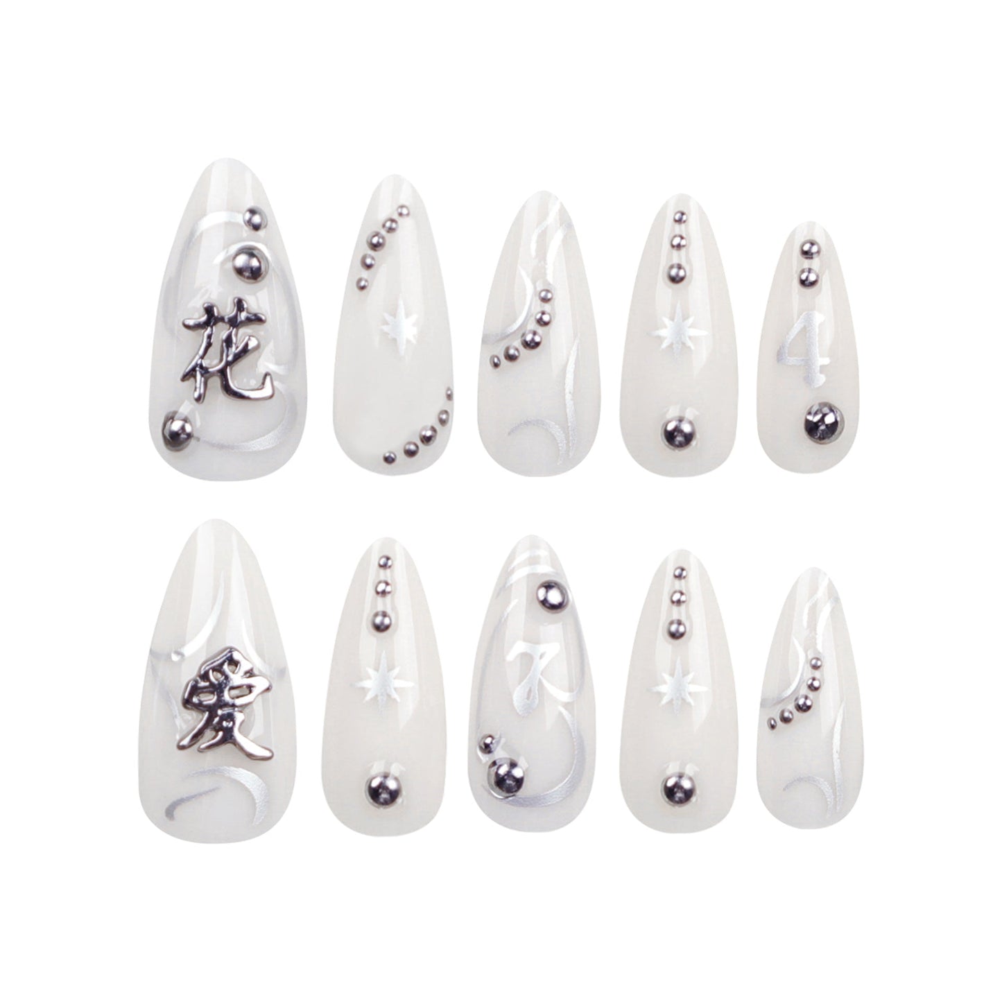 24PCS MEDIUM ALMONDS PRESS ON NAILS
