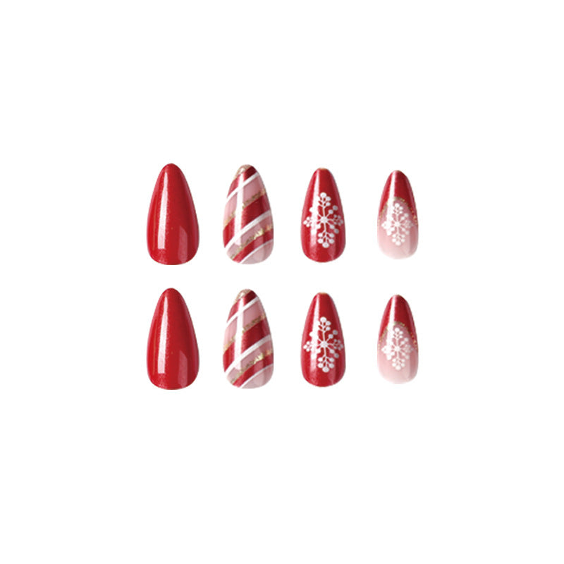 24PCS MEDIUM ALMONDS CHRISTMAS NAILS