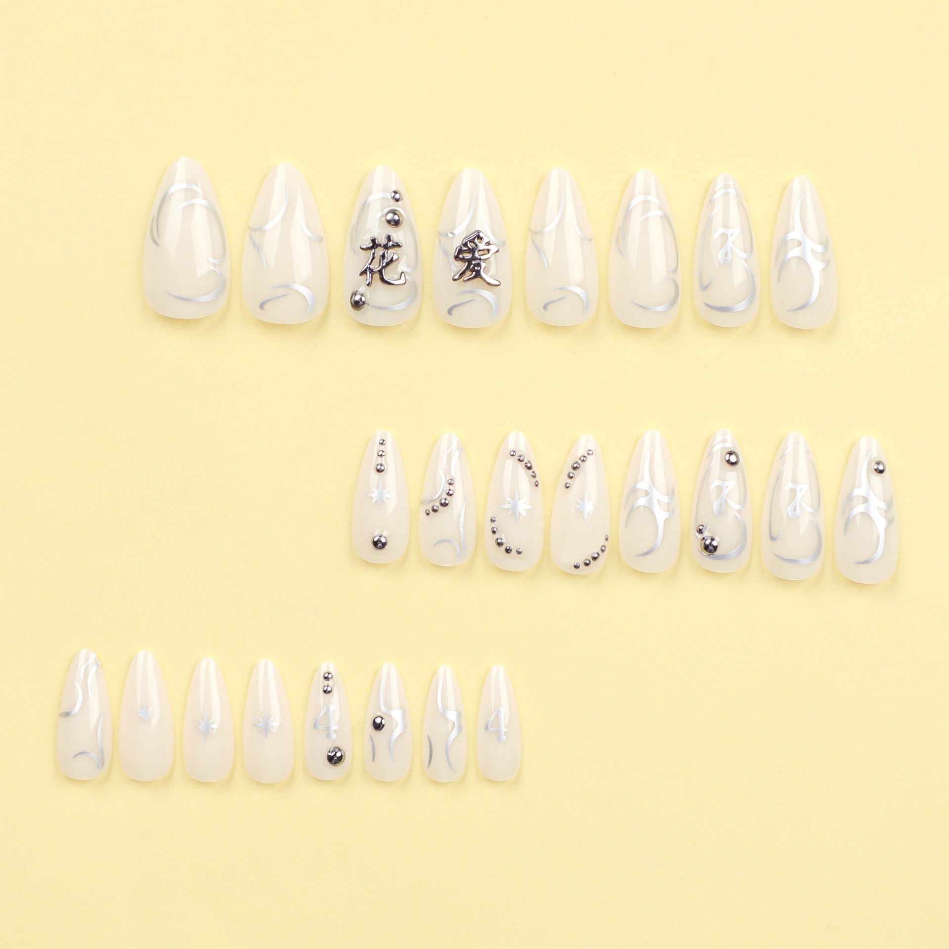 24PCS MEDIUM ALMONDS PRESS ON NAILS