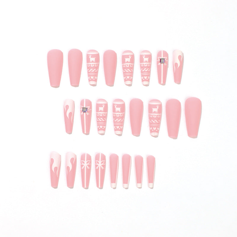 24PCS LONG COFFIN CHRISTMAS NAILS