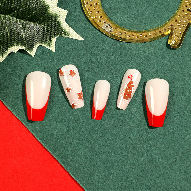 24PCS MEDIUM COFFIN CHRISTMAS NAILS