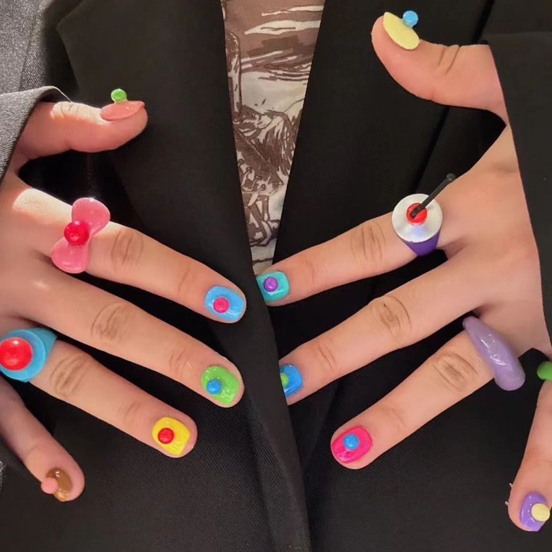 SUMMER STORY-TEN PIECES OF HANDCRAFTED PRESS ON NAIL