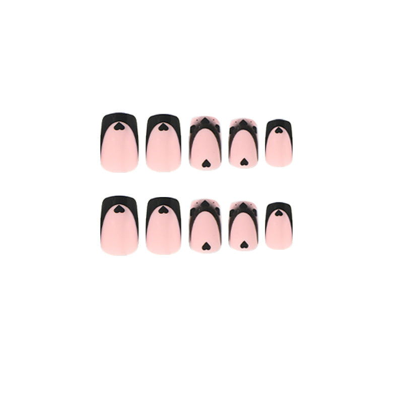 24PCS MEDIUM SQUARE BLACK LOVE PRESS ON NAILS