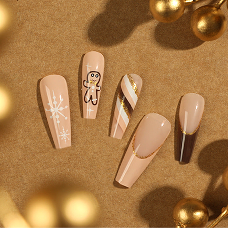 24PCS LONG COFFIN CHRISTMAS NAILS