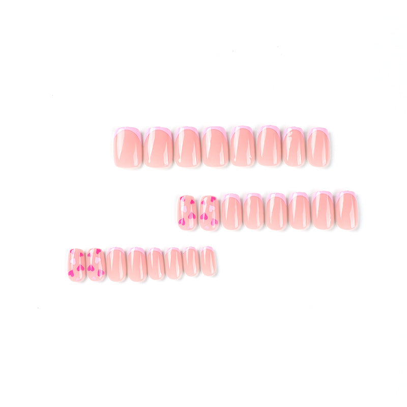 24 PCS SHORT SQUARE PURPLE LOVE PRESS ON NAILS