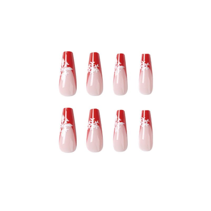 24PCS LONG COFFIN CHRISTMAS NAILS