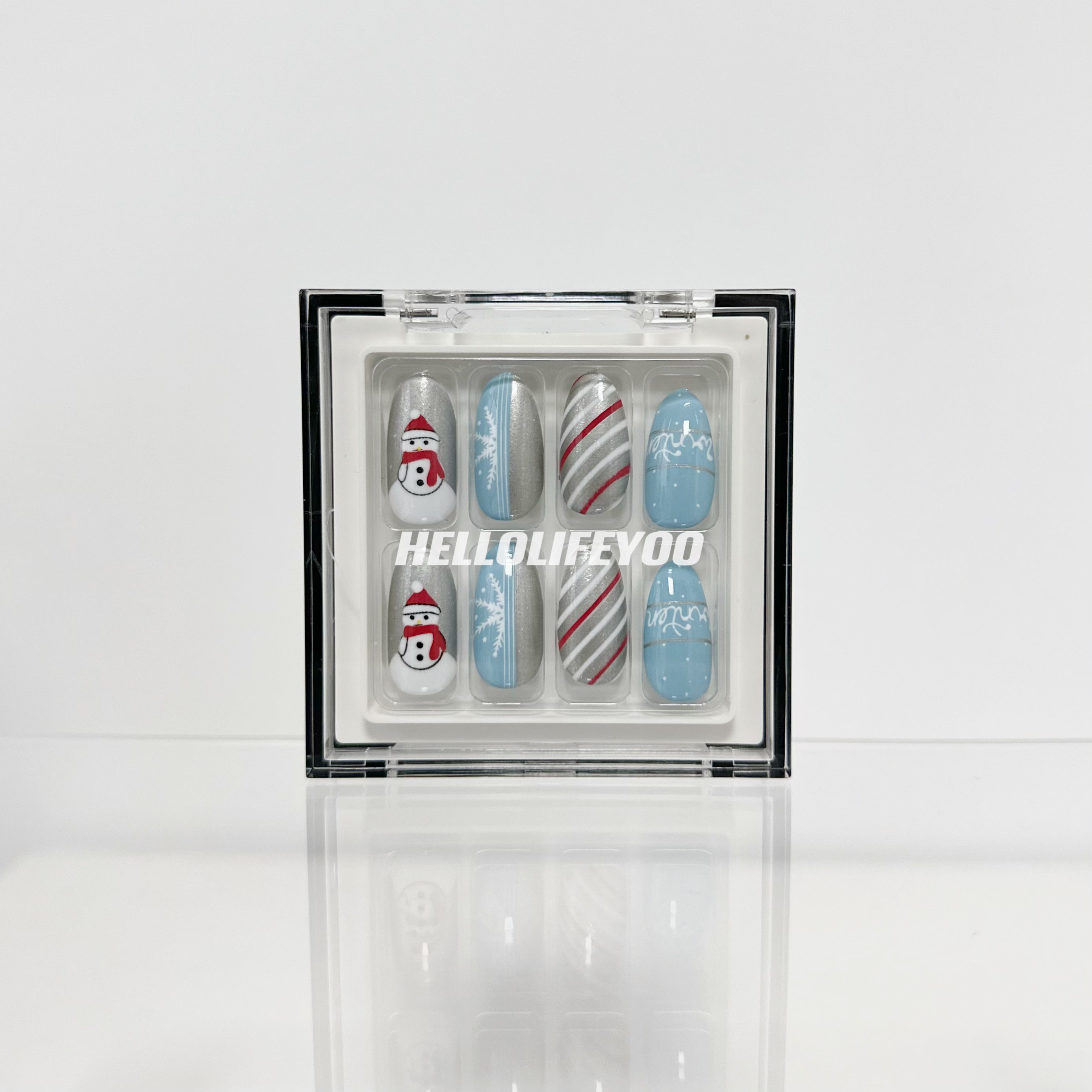 SNOWMAN GREY-CHRISTMAS PRESSON NAILS - 28 PCS