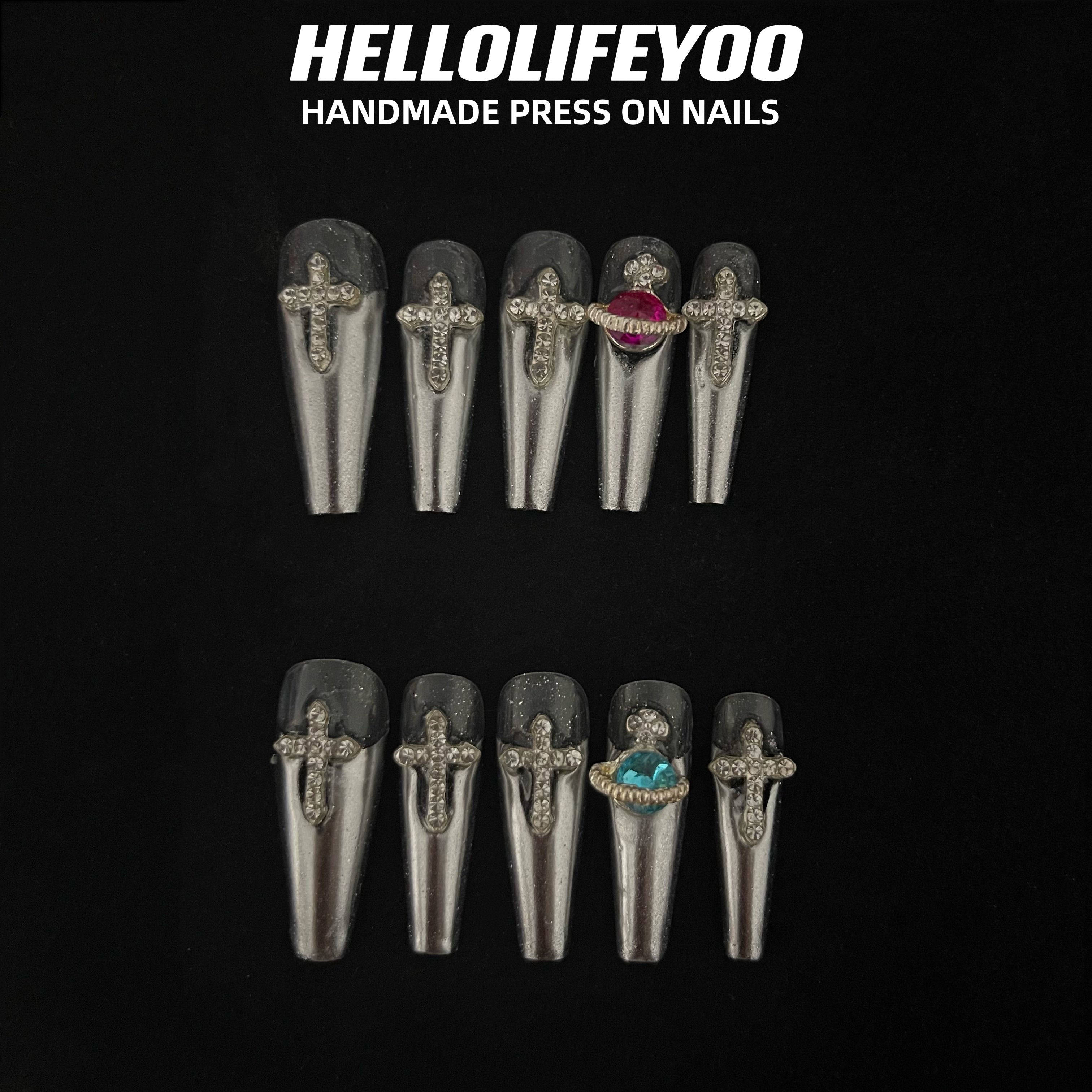 WESTERN QUEEN-TEN PIECES OF HANDCRAFTED PRESS ON NAIL