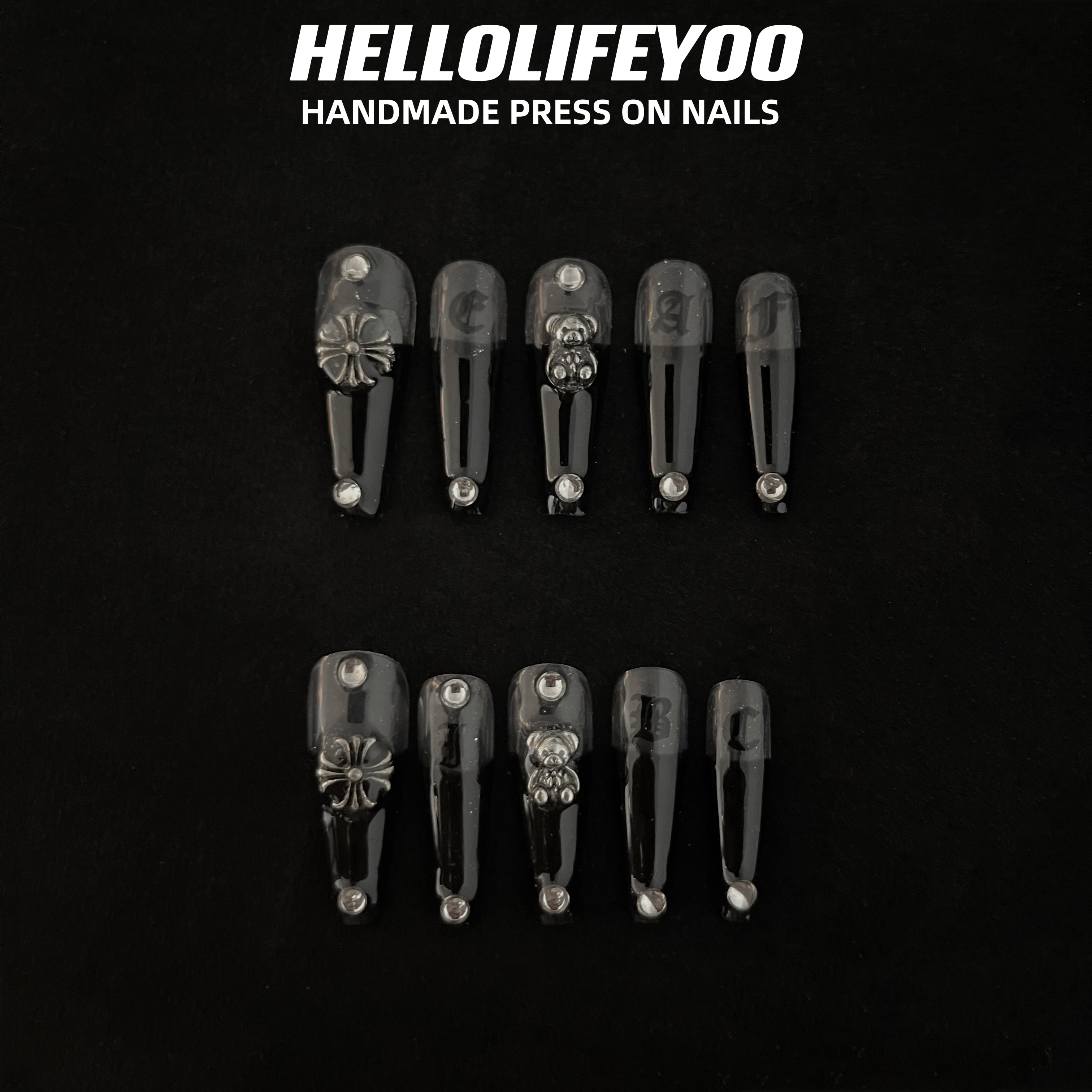 HOT BEAR-TEN PIECES OF HANDCRAFTED PRESS ON NAIL