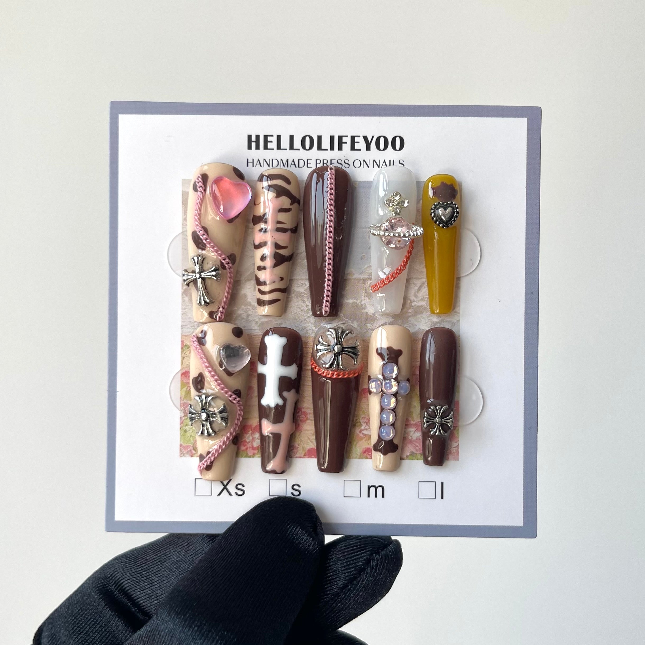 WARM COFFEE -TEN PIECES OF HANDCRAFTED PRESS ON NAIL