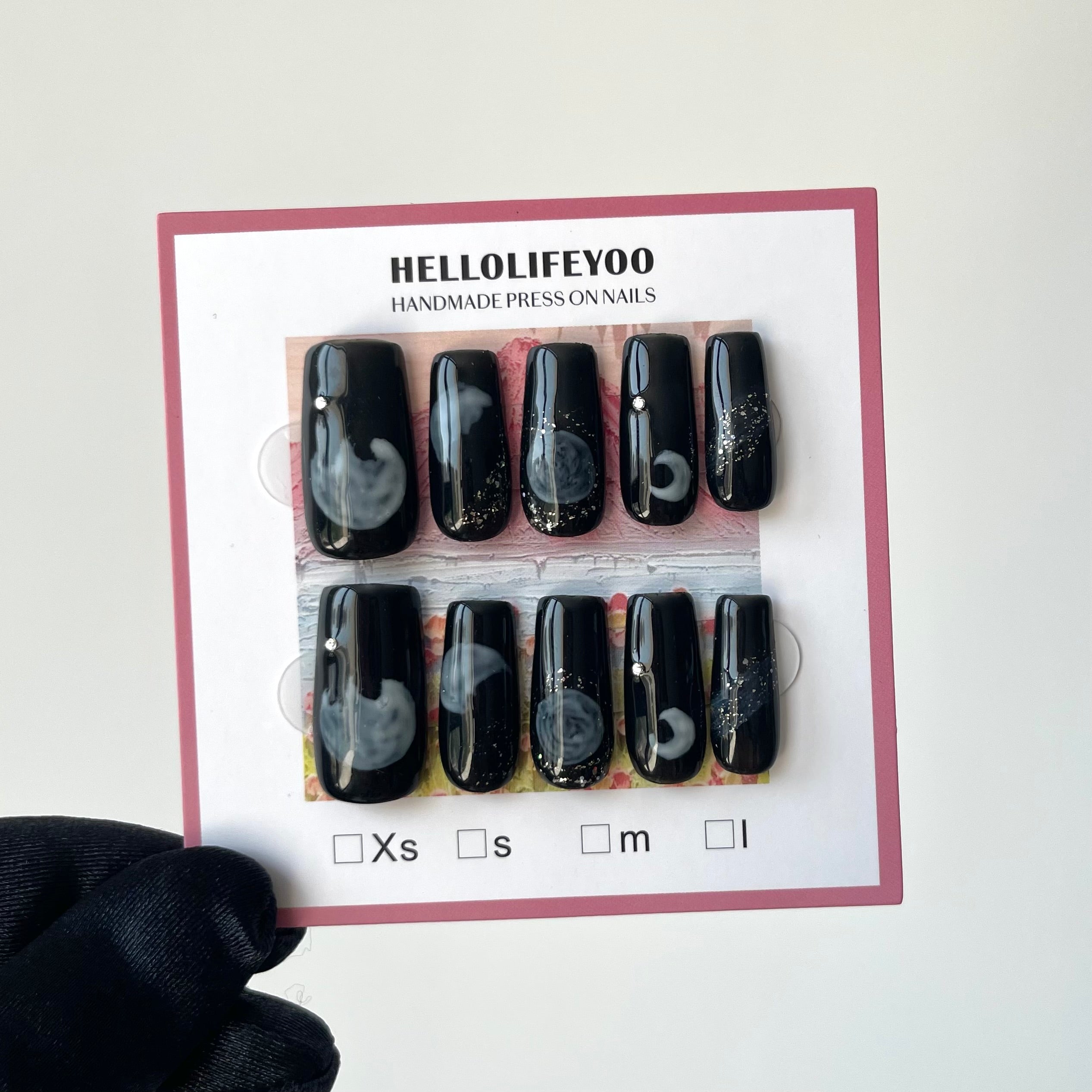 PLANET FALL -TEN PIECES OF HANDCRAFTED PRESS ON NAIL