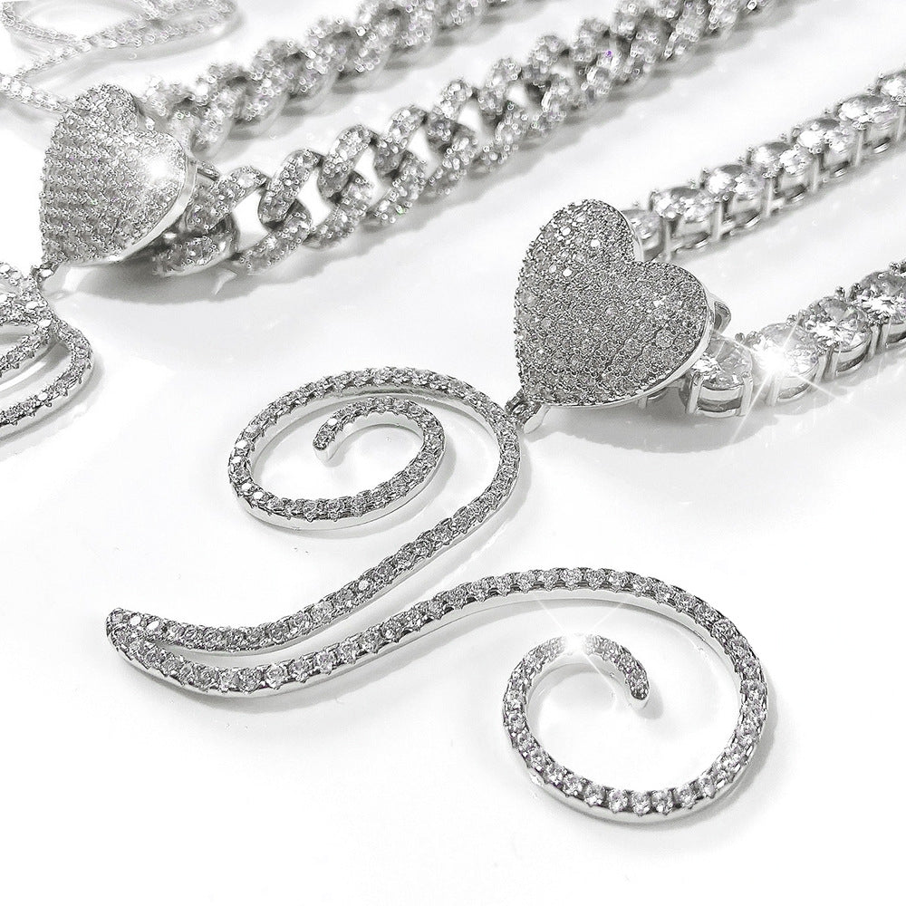 Custom Heart Tennis Initial Necklace