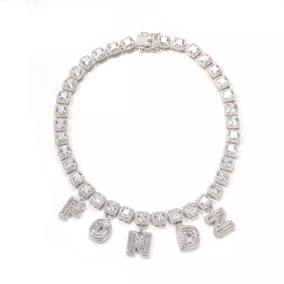 Square Tennis Chain Name Necklace