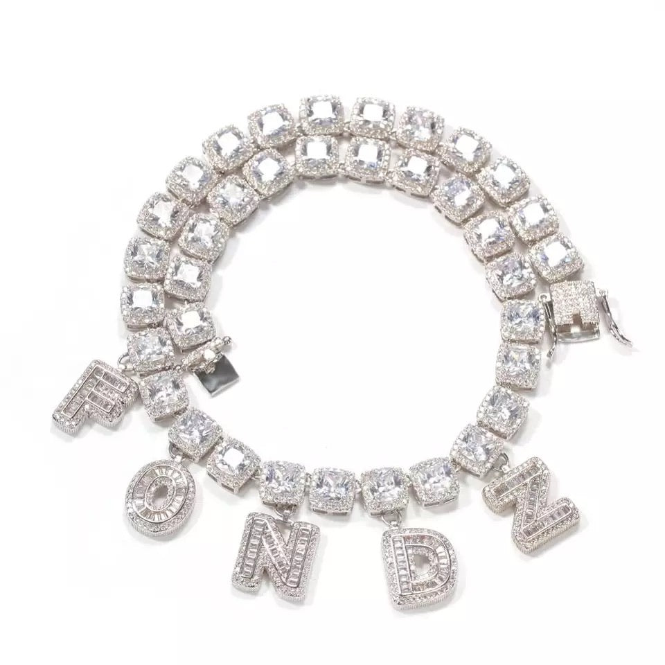 Square Tennis Chain Name Necklace