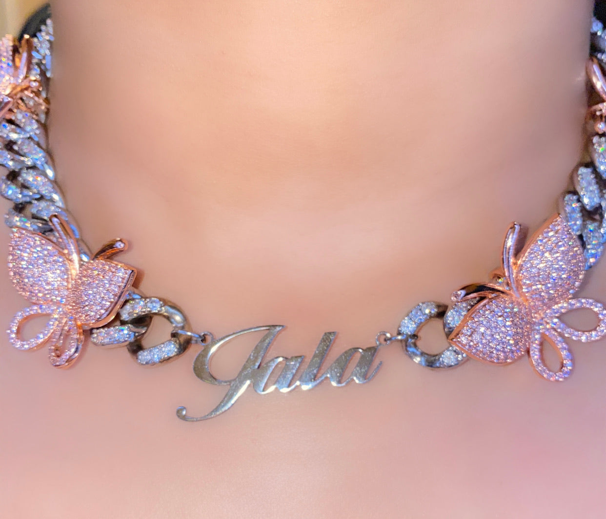 Cuban Link Butterfly Name Necklace