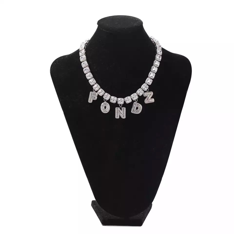 Square Tennis Chain Name Necklace