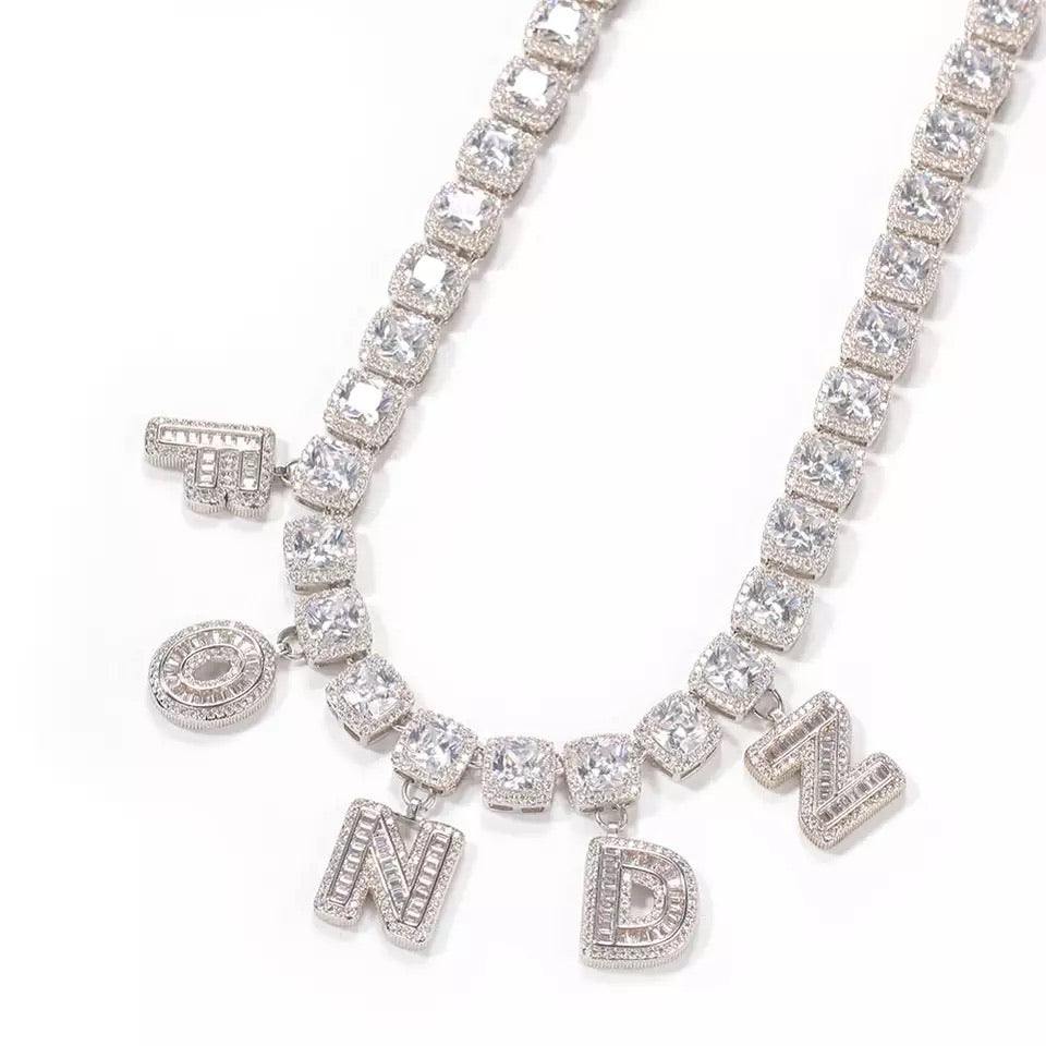 Square Tennis Chain Name Necklace