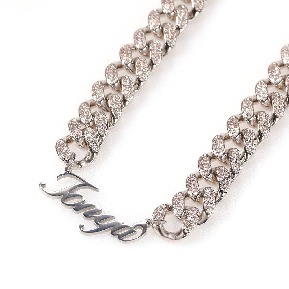 Icy Cuban Link Name Necklace