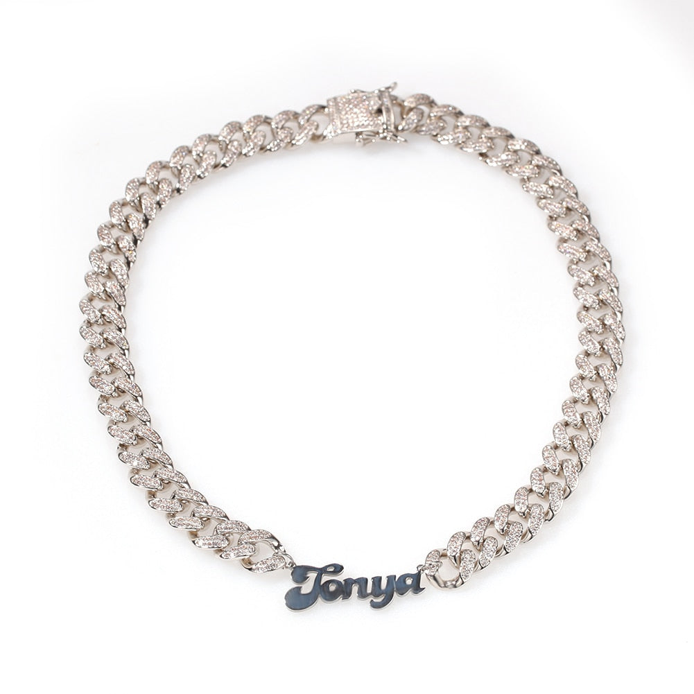Icy Cuban Link Name Necklace
