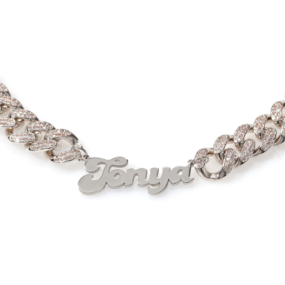 Icy Cuban Link Name Necklace
