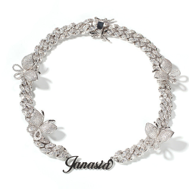 Cuban Link Butterfly Name Necklace