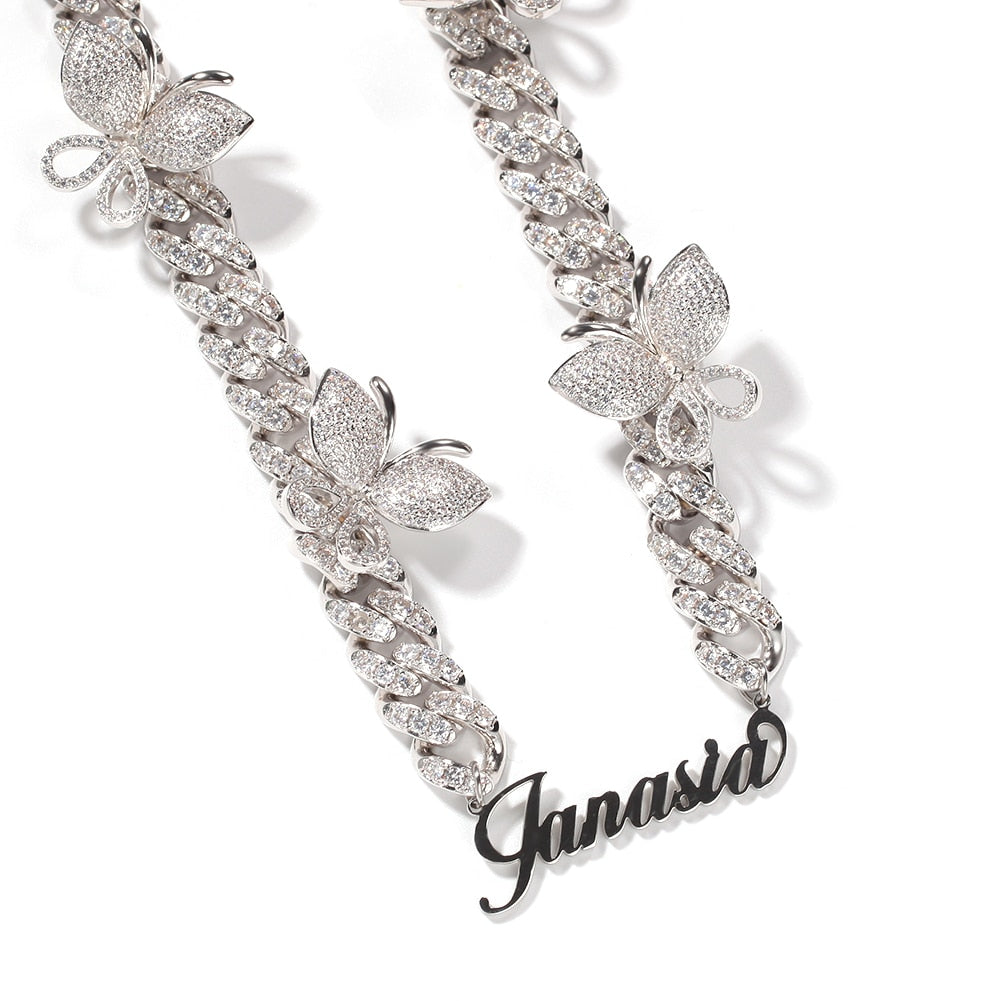 Cuban Link Butterfly Name Necklace