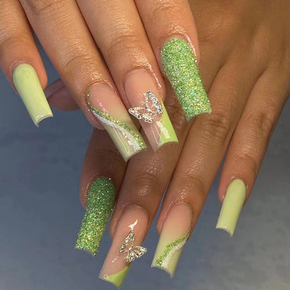 24PCS LONG COFFIN PRESS ON NAILS