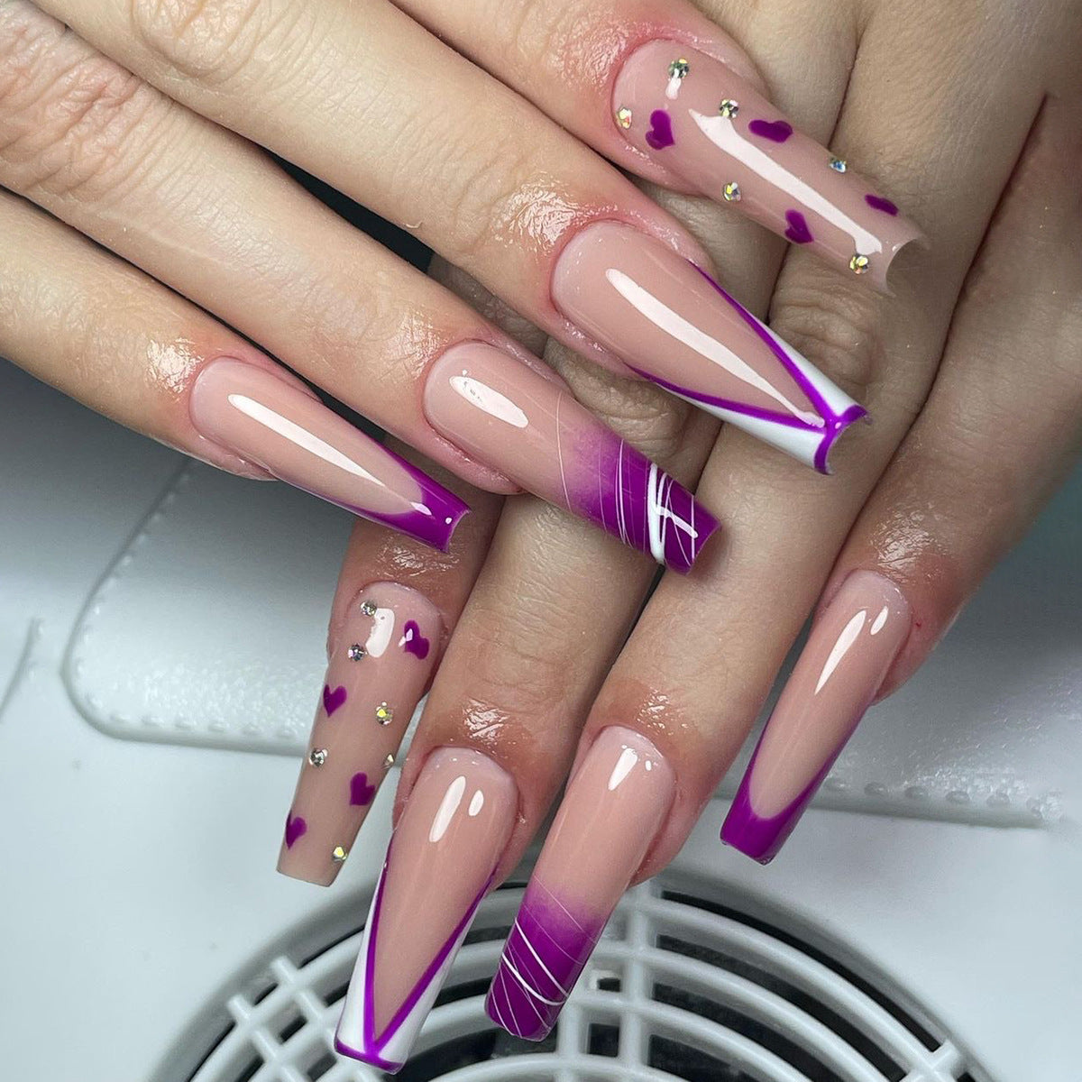 24PCS LONG COFFIN PRESS ON NAILS