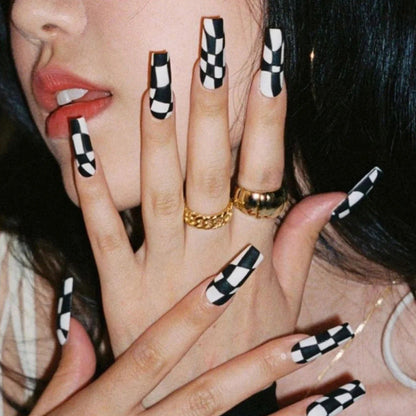 24PCS LONG COFFIN PRESS ON NAILS