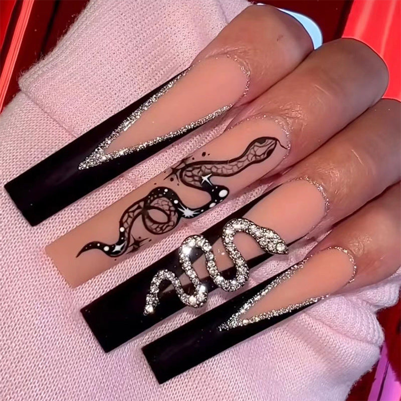 24PCS LONG COFFIN PRESS ON NAILS