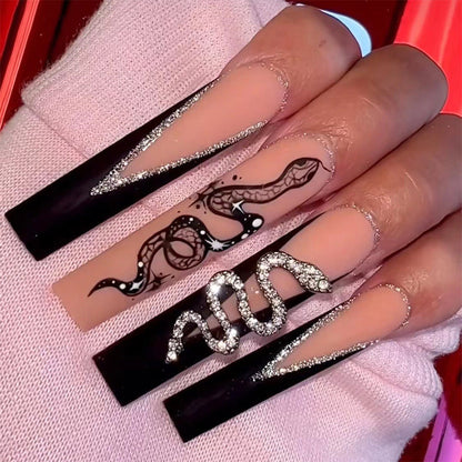 24PCS LONG COFFIN PRESS ON NAILS