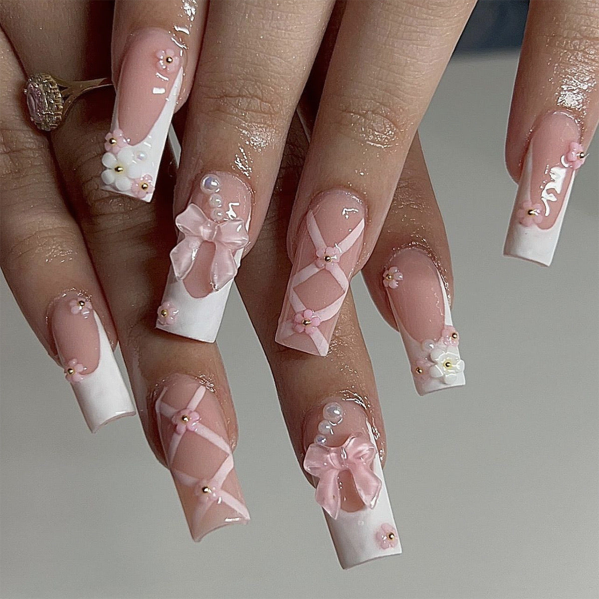 24PCS LONG COFFIN PRESS ON NAILS